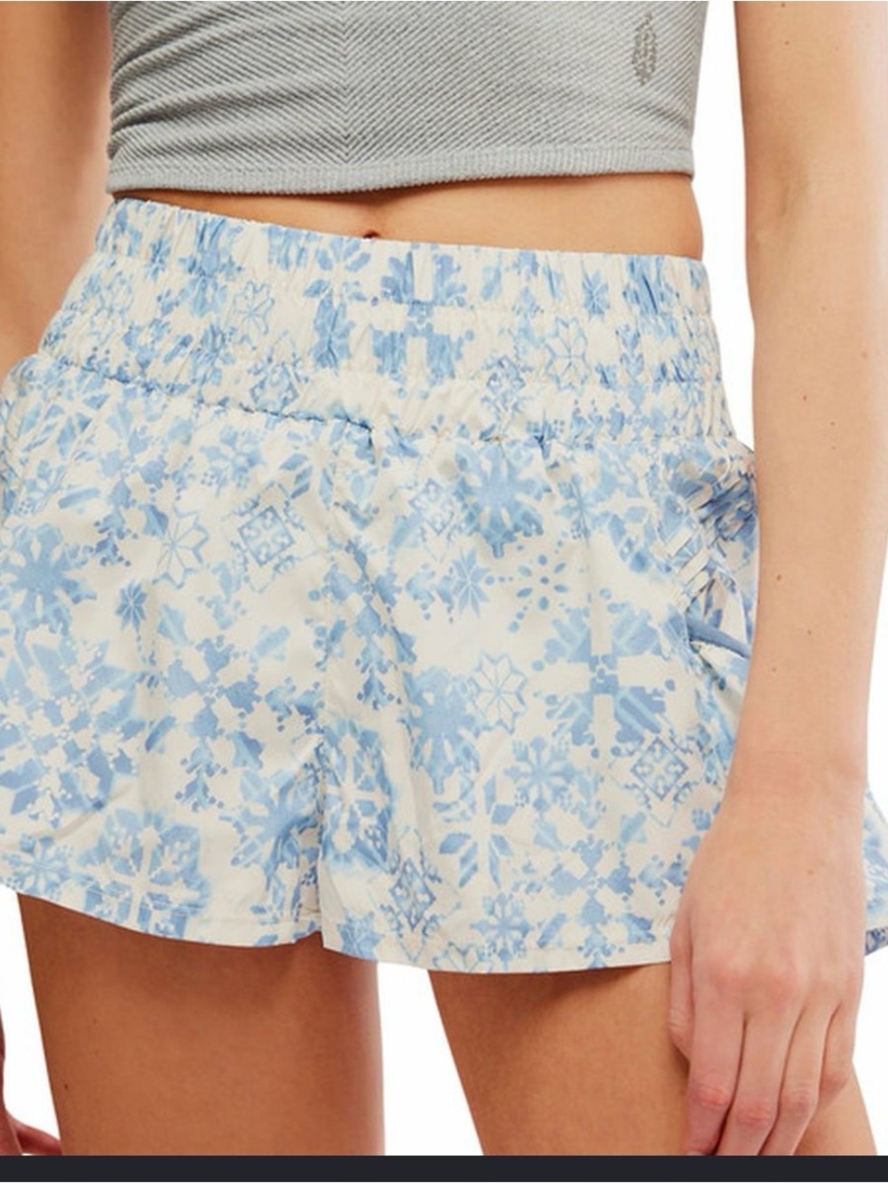 FP Movement by Free People Get Your Flirt on Shorts Blue Snowflake Print Size M